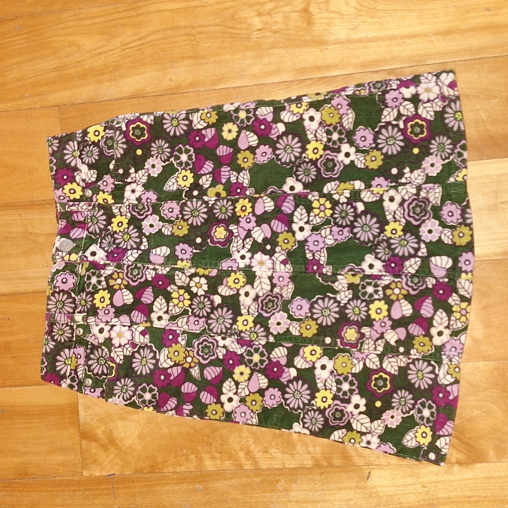 The Children's Place Floral Corduroy Skirt Green & Purple Size 6